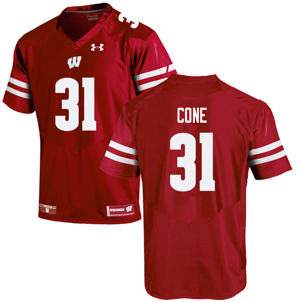 Wisconsin Badgers Men's #31 Madison Cone NCAA Under Armour Authentic Red College Stitched Football Jersey YH40B31LG